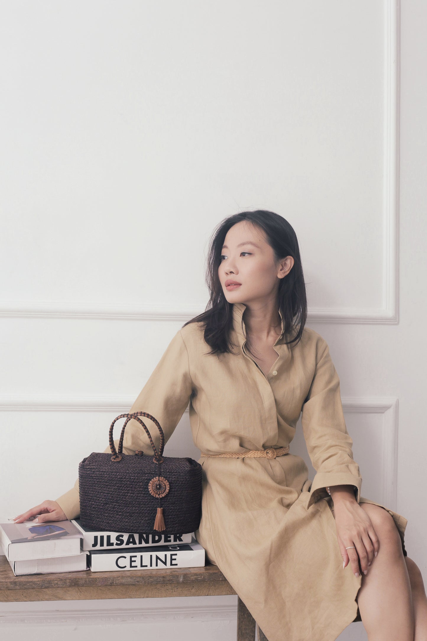 Berlodge black raffia classic bag