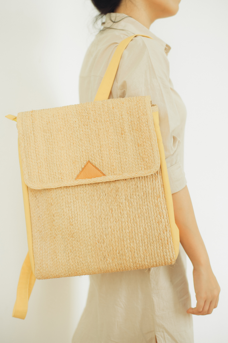 Habi Jumbo raffia backpack