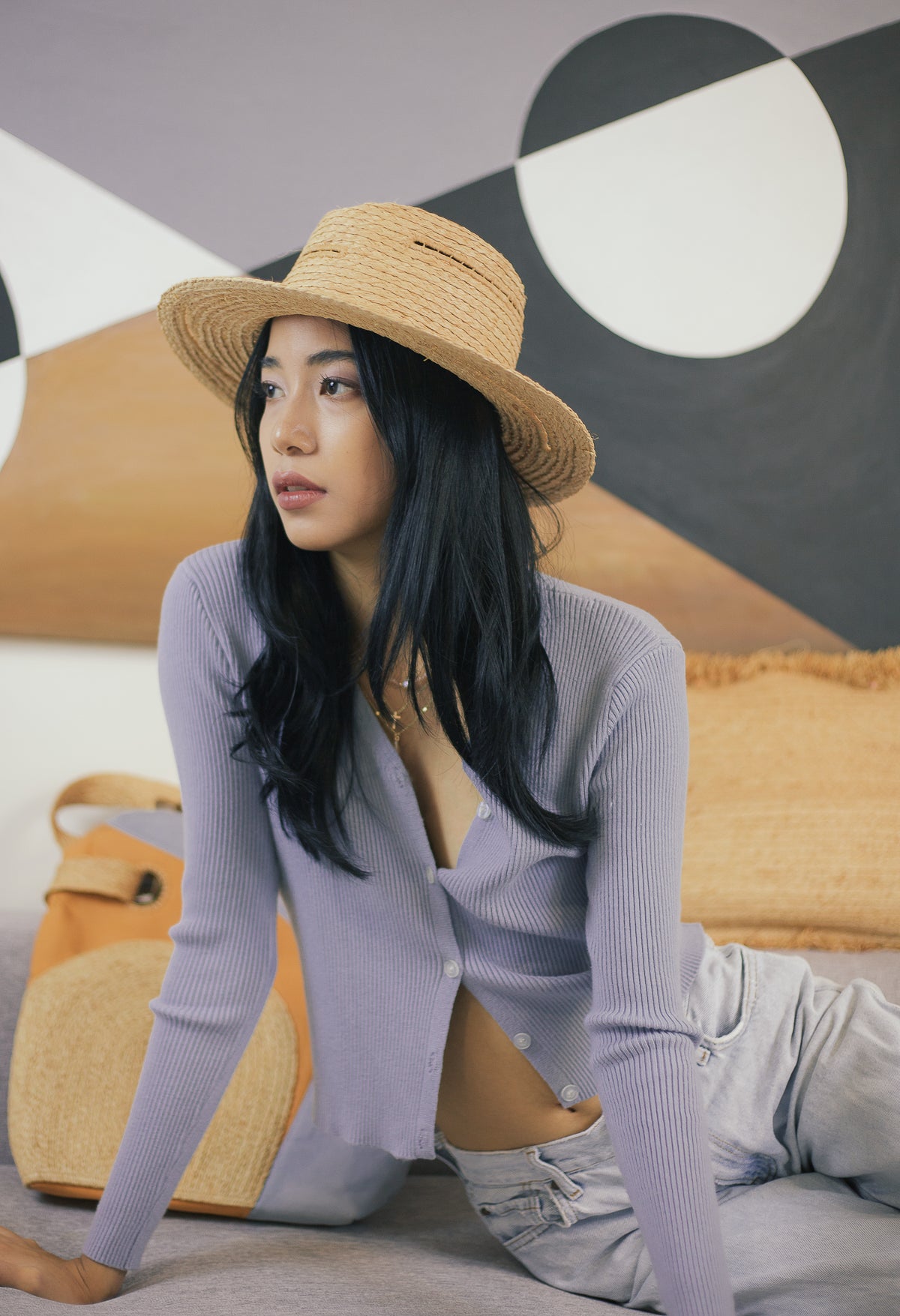 Léon raffia fedora hat