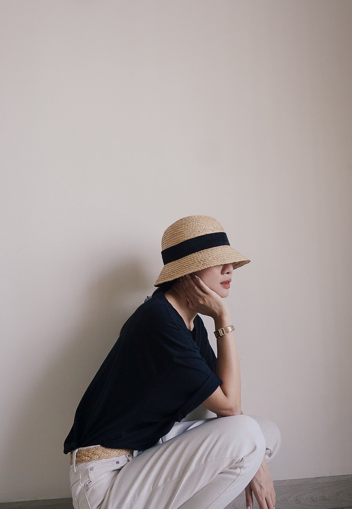 Lucienne raffia cloche hat