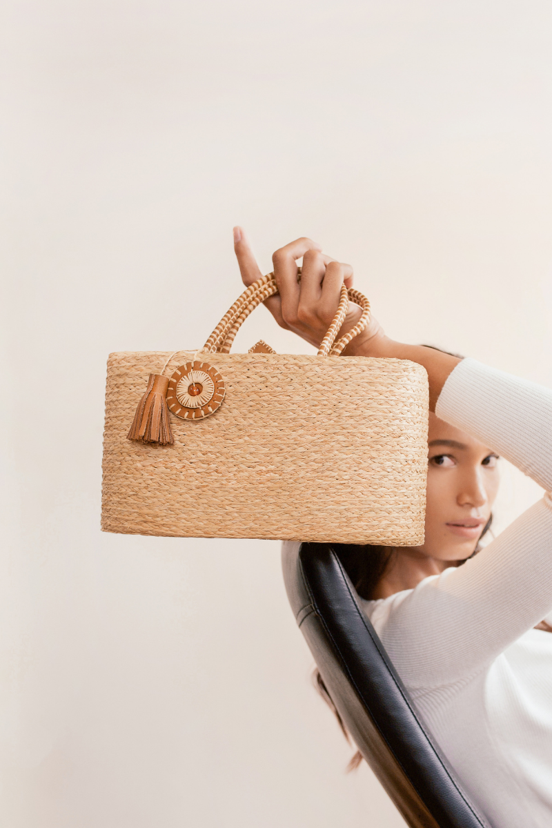 Berlodge Bag, Leinné Raffia, upcycled linen, ecoluxury bag