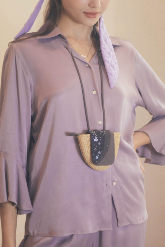 Thinking of the stars necklace raffia bag