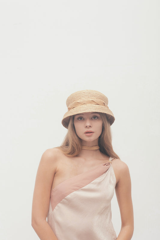 Crown raffia hat