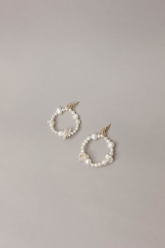 Ivoire bridal pearl hoop earrings baroque pearl keshi pearl