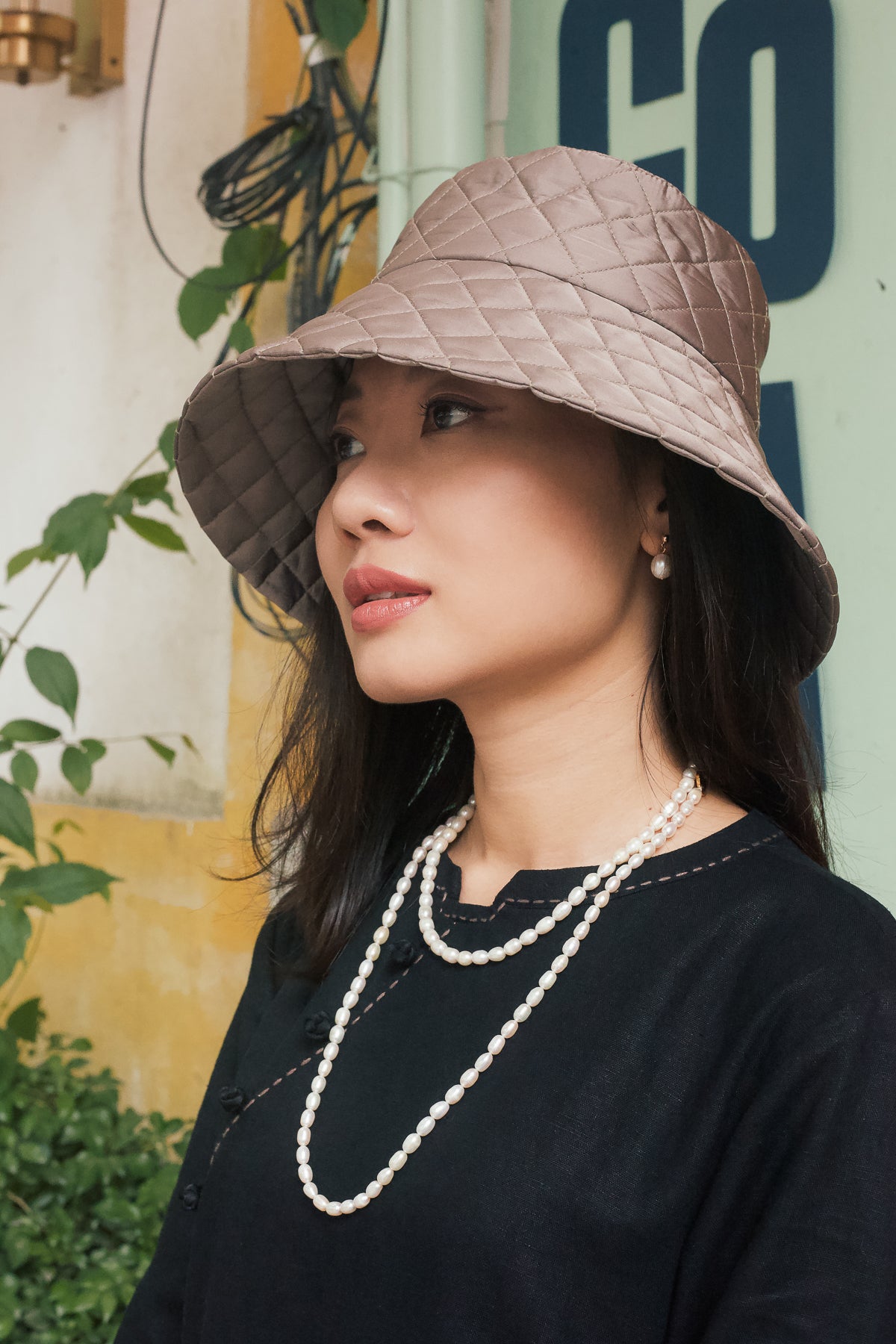 Losange silk hand-quilted hat