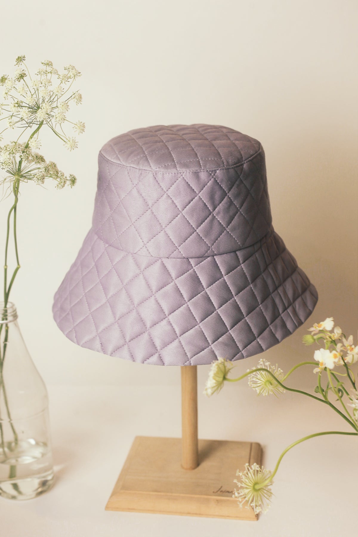 Losange silk hand-quilted hat