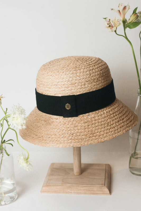 Lucienne raffia cloche hat
