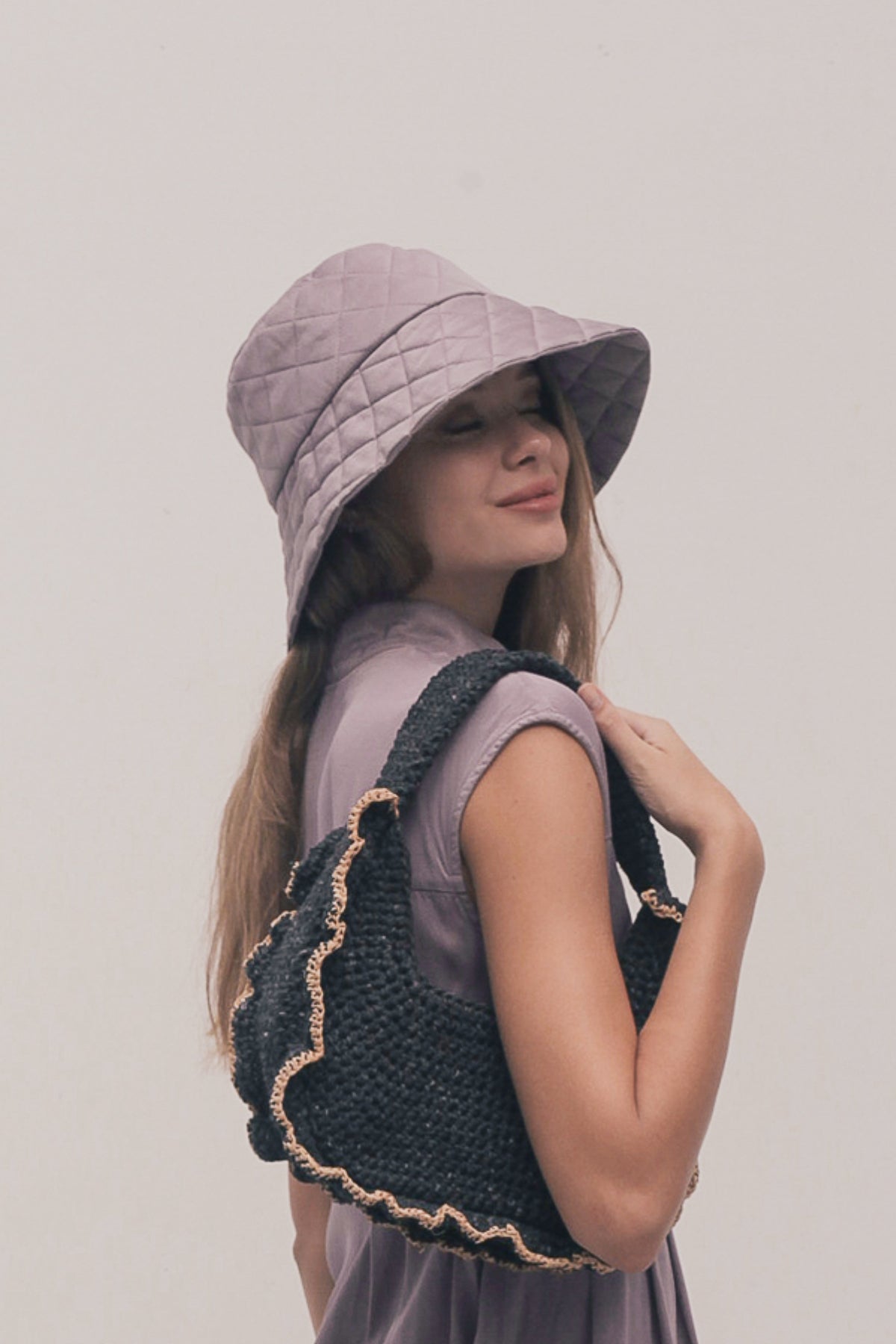 Losange silk hand-quilted hat