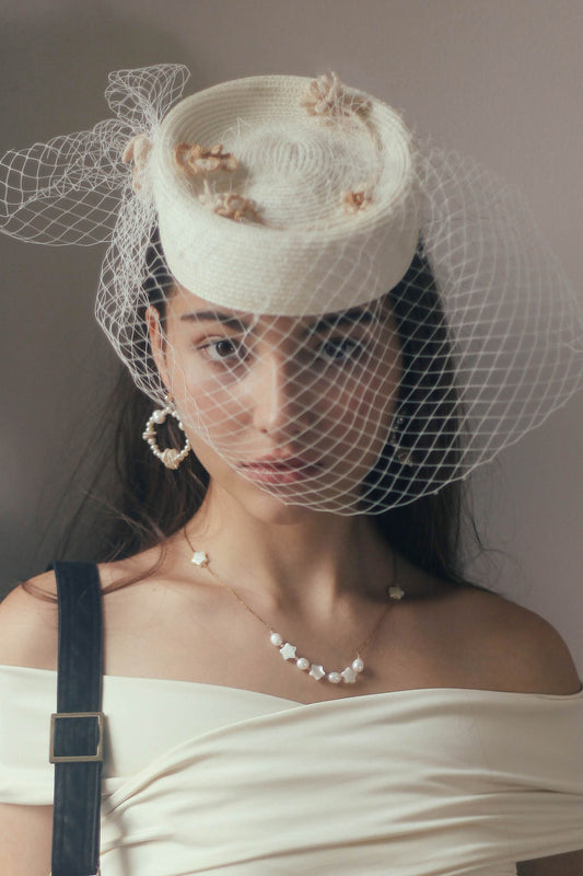 Mirabelle handwoven flowers wedding fascinator