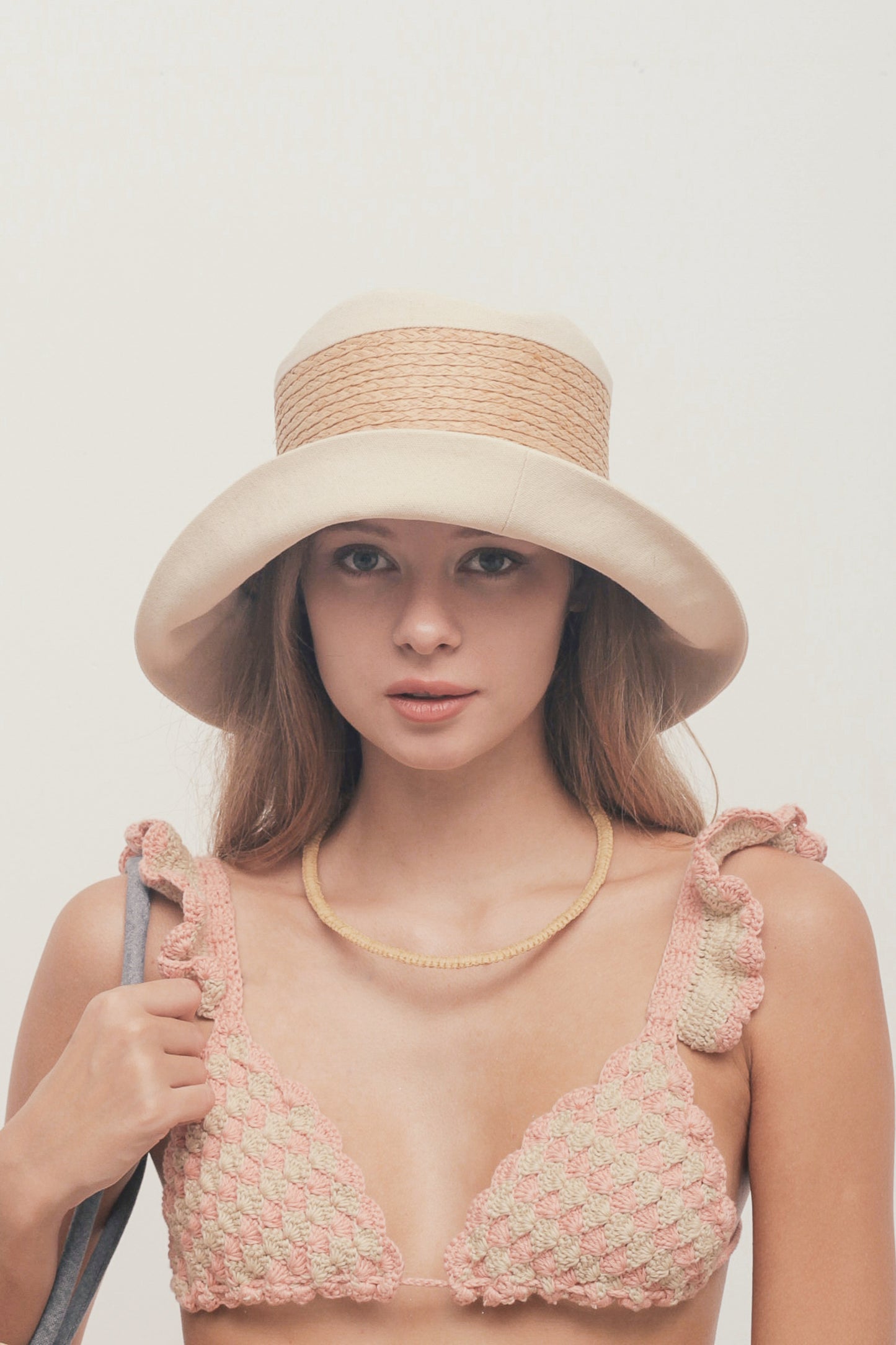 Délice raffia and cotton canvas hat