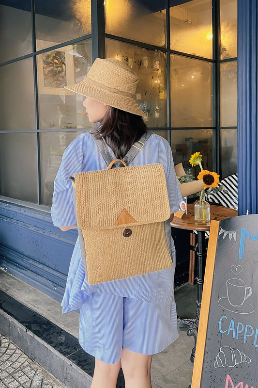Habi Jumbo raffia backpack