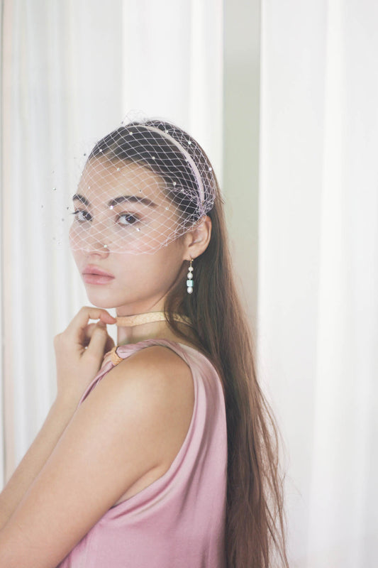 Anna birdcage veil headband