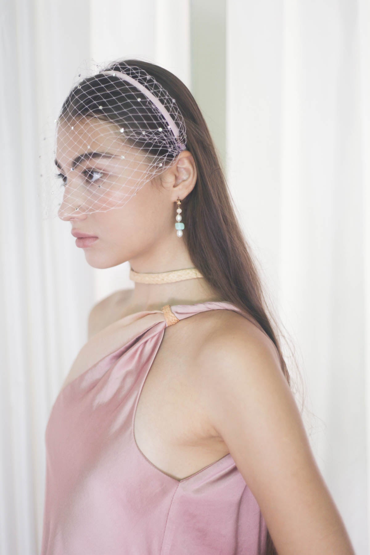 Anna birdcage veil headband