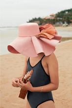 Load image into Gallery viewer, Jasper floppy hat made from silk and organza with deep crown and a wide brim layered with pure silk pleats
