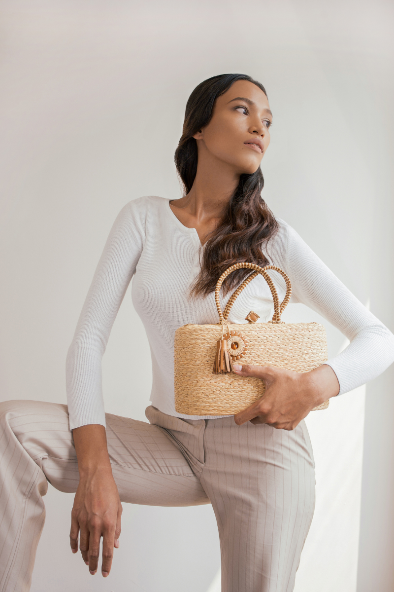 Berlodge Bag, Leinné Raffia, upcycled linen, ecoluxury bag