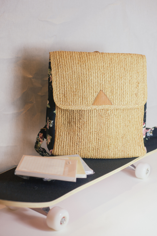 Habi Classic raffia backpack
