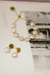 Frances flat pearl drop earrings