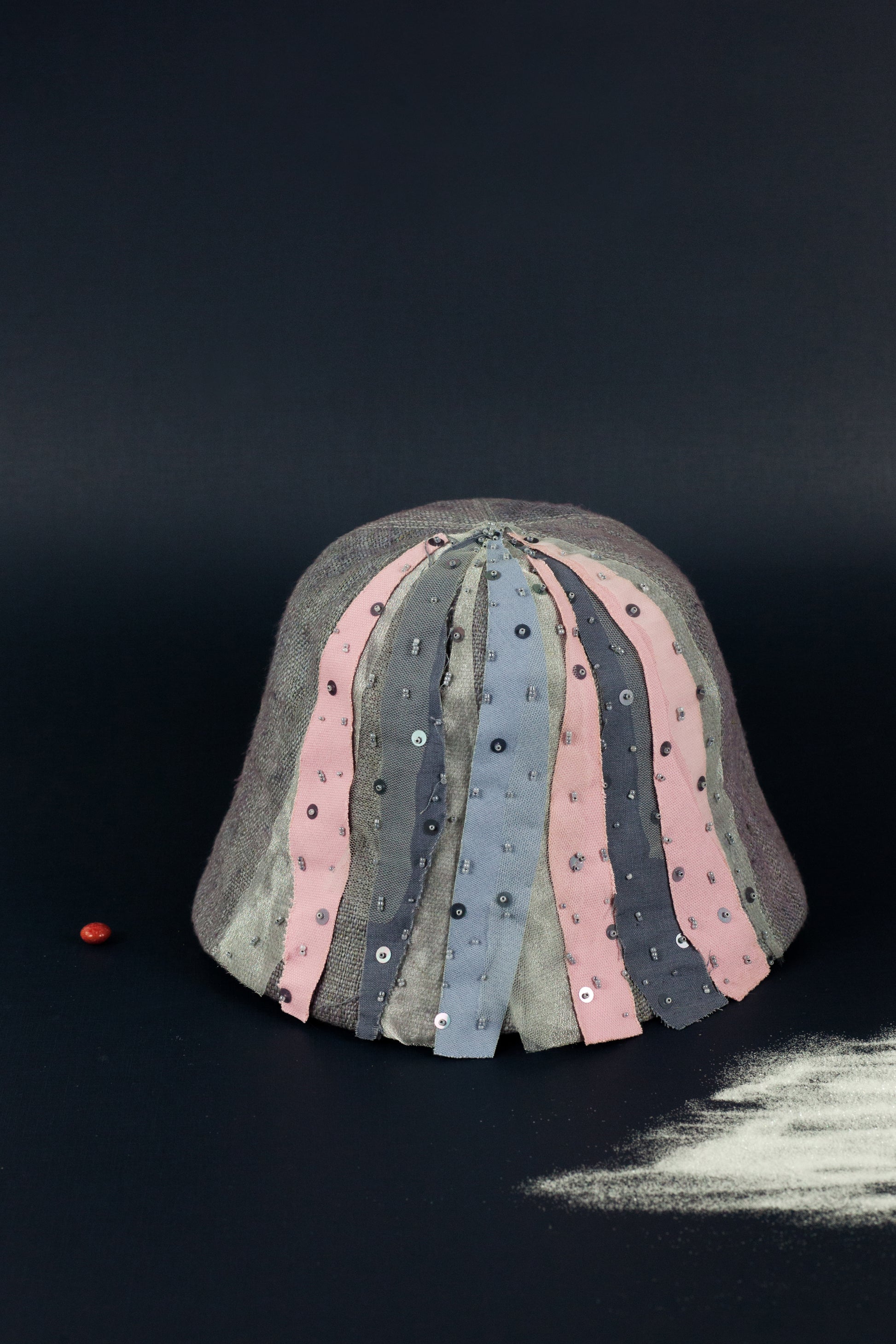 Lalaland bucket hat made from upcycled fabric spontaneous decorative details