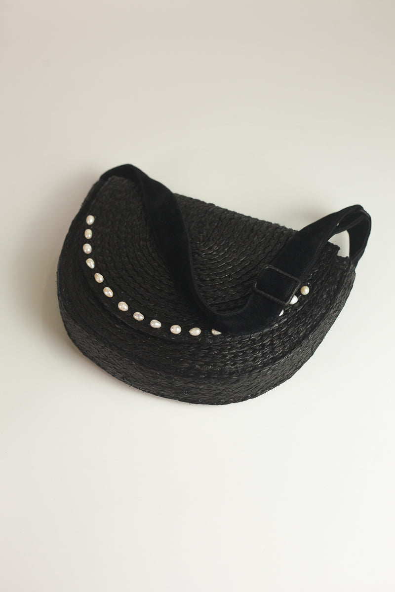 Aurora black raffia shoulder bag