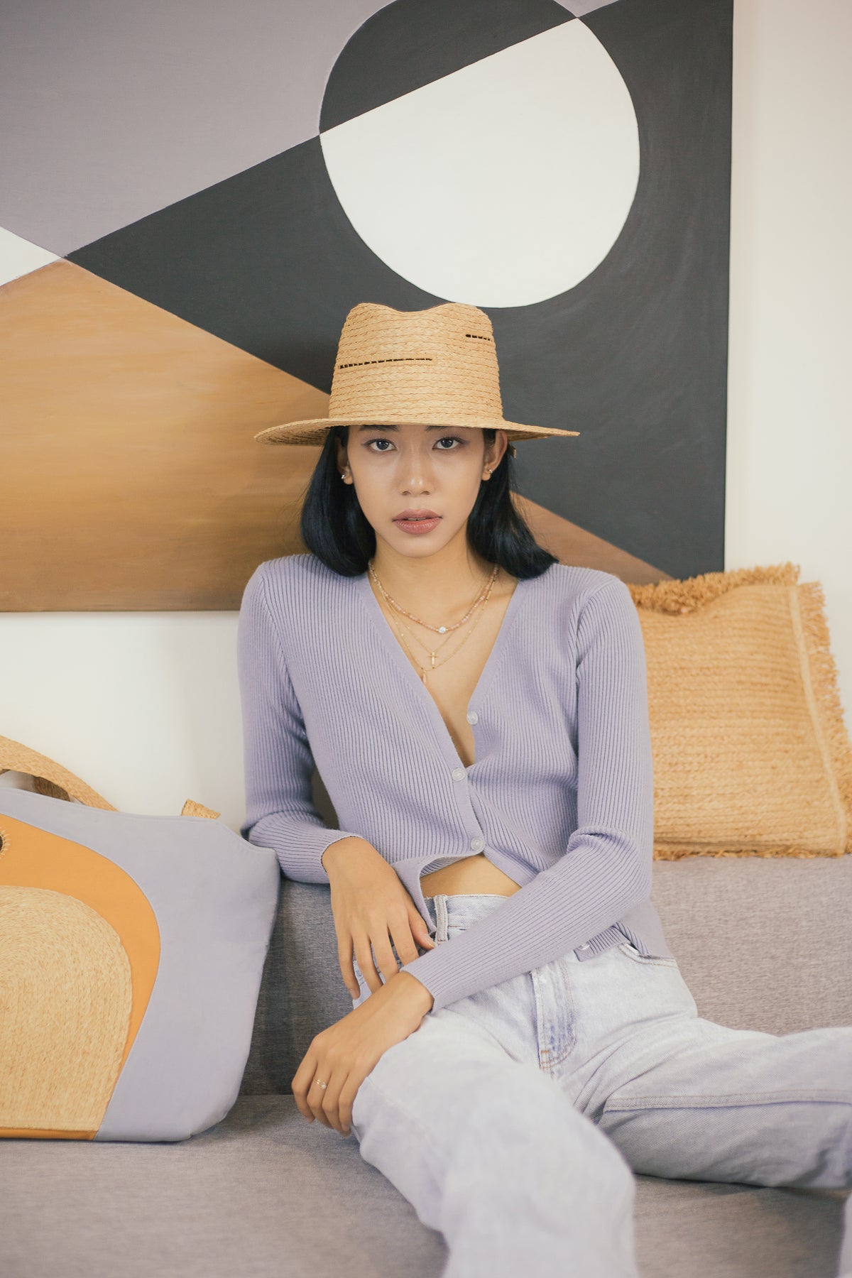 Léon raffia fedora hat